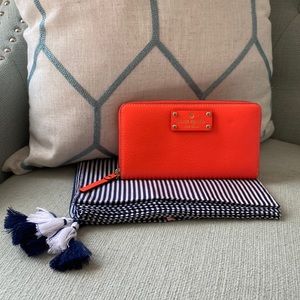 Kate Spade Wellesley Coral Leather Zip Wallet